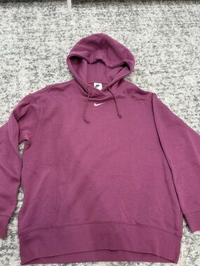 Nike Men's Plum Crewneck Hoodie with White Swoosh